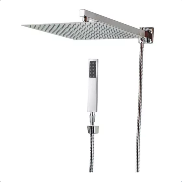 Chuveiro Ducha Quadrado 30x30 Slim Inox Cromado Completo Com