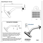 Chuveiro Ducha Quadrado Articulável Solar Gás Cromado Luxo
