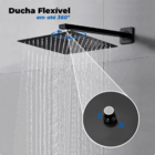 Chuveiro Ducha Quadrado Preto Fosco Inox 20x20cm Com Braço 40