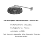 Chuveiro Ducha Redonda em Abs Cromado De 9 Polegadas Parede A