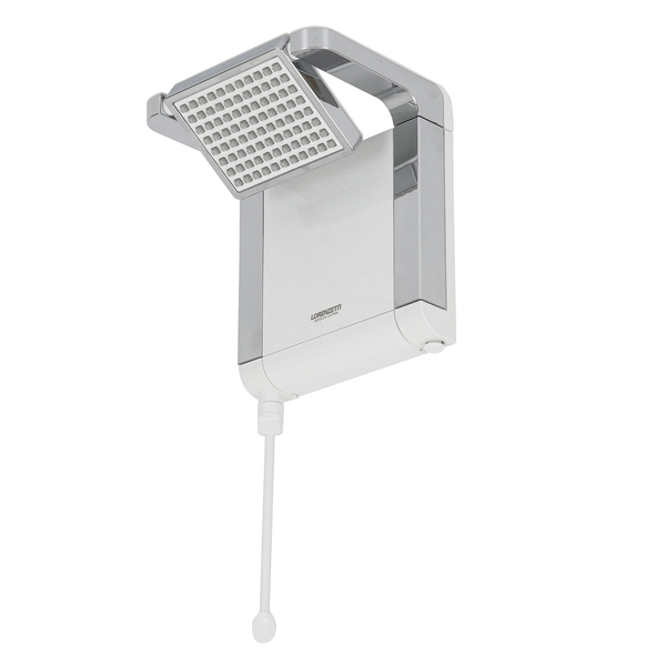 Chuveiro Elétrico Eletrônico 220V 7800w Branco e Cromado Quadrado Acqua Star Lorenzetti