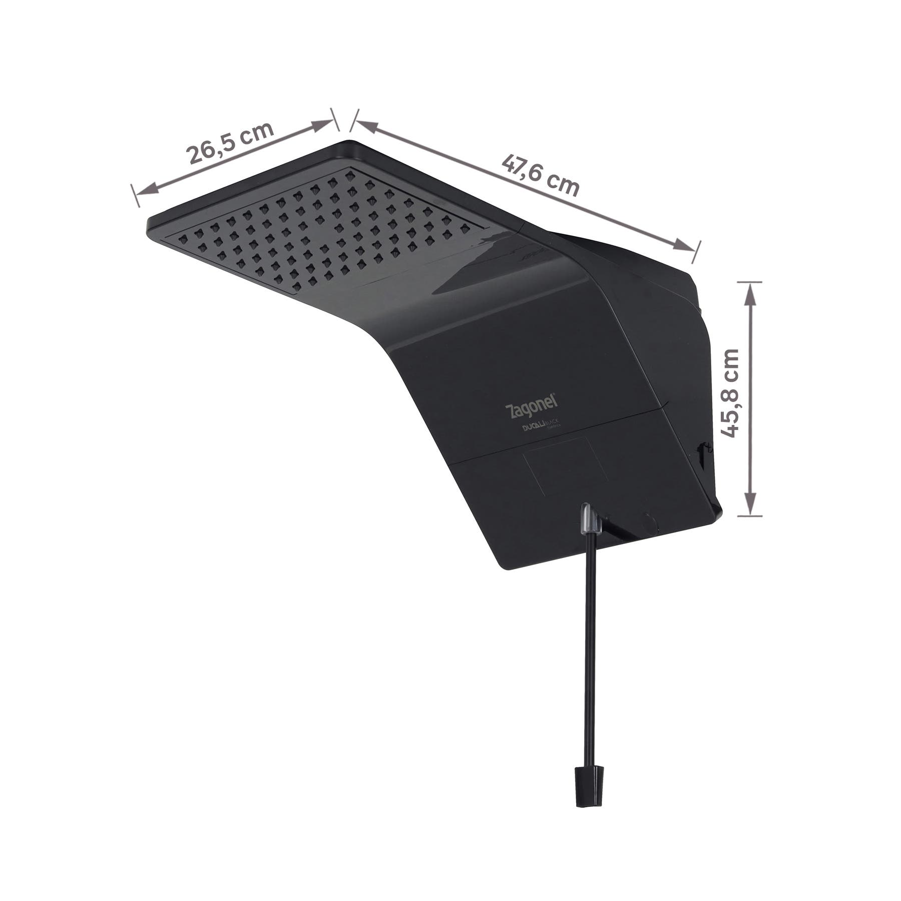 Chuveiro Elétrico Eletrônico 220V 7500w Preto Quadrado Ducali