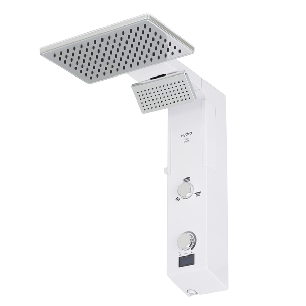 Chuveiro Elétrico Eletrônico com Visor Digital 127V (110V) 5500w Branco e Cromado Quadrado Falls Digital Hydra