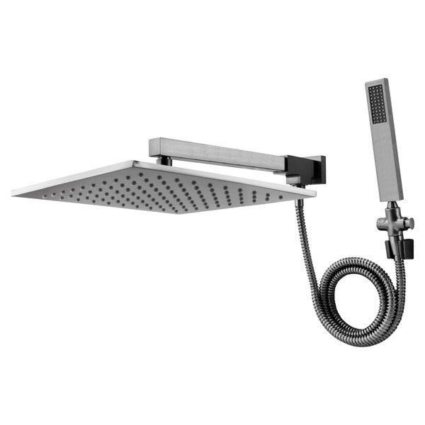 Chuveiro Parede Com Desviador Metal Eros Grafite Escova Fani