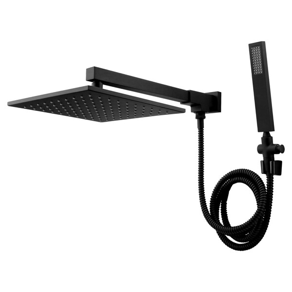 Chuveiro Parede Com Desviador Metal Platina Preto Fosco Fani