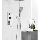 Chuveiro Prata Digital Moderno Monocomando Embutido 30cm