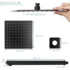 Chuveiro preto ducha 20 Cm Fosco black Quadrado 20x20 Braço 4