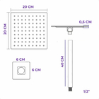 Chuveiro Quadrado Preto Inox Slim Banheiro Área Externa 20x20