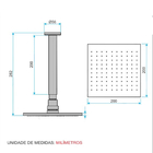 Chuveiro Quadrado Teto 20*20 Cromado Boutique