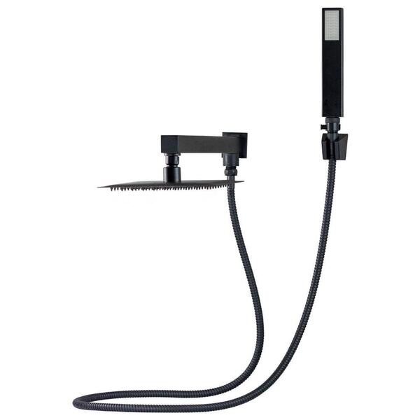 Chuveiro Slim De Parede Com Desviador Preto Fosco 20x20cm