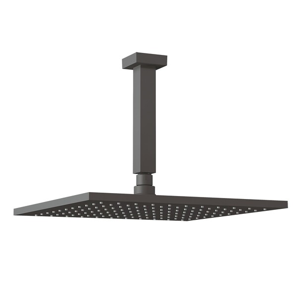 Chuveiro Teto Metal Eros Tubo 20 Cm Preto Fosco Fani