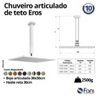 Chuveiro Teto Metal Eros Tubo 30 Cm Cromado Fani