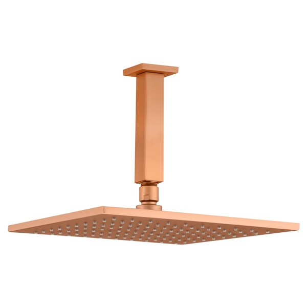 Chuveiro Teto Metal Platina Tubo 20 Cm Rose Gold Fani