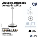 Chuveiro Teto Mix Plus Tubo 30 Cm Ouro Velho Fani