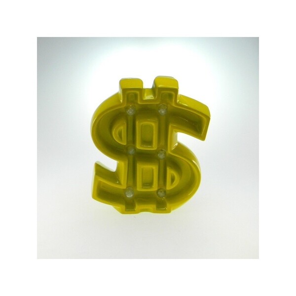 Cifrão Decorativo Para Parede De Cerâmica Luzes Led Amarelo