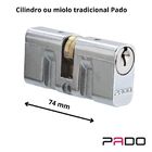 Cilindro Miolo Tambor Fechadura Pado 74mm Cromado 2 Chaves