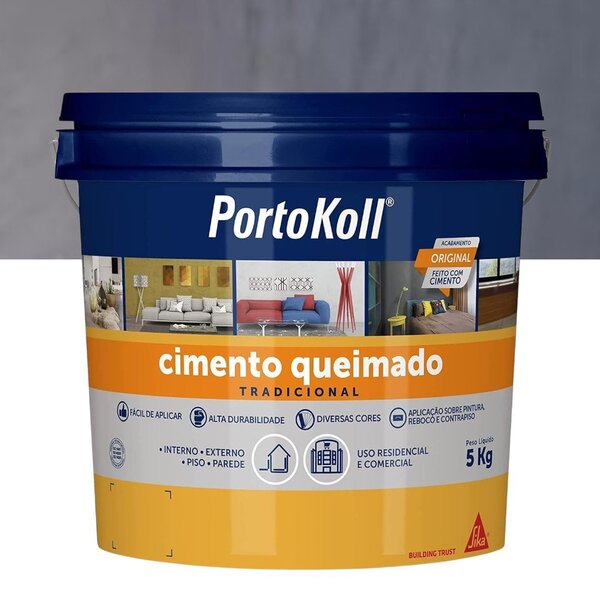 Cimento Queimado 5 Kg Acrílico Porto Koll Azul Petróleo