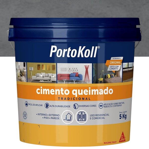 Cimento Queimado 5 Kg Acrílico Porto Koll Carbono