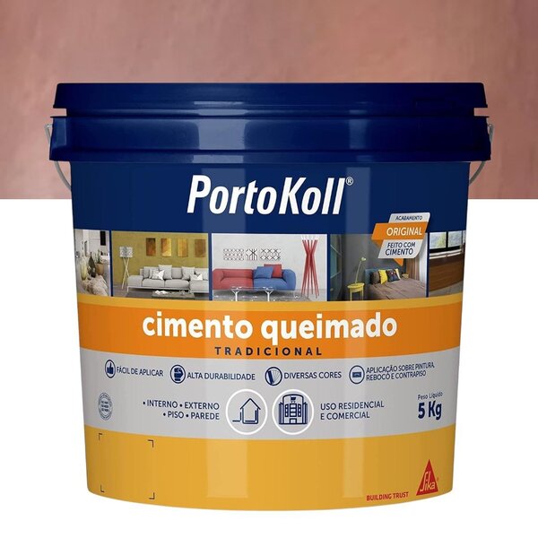 Cimento Queimado 5 Kg Acrílico Porto Koll Terracota