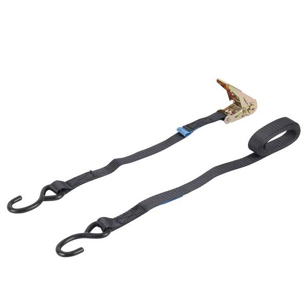 Cinta para Amarração com Catraca Poliéster 25mmx3m até 0,4T Preto 1 catraca e 2 ganchos Carbografite