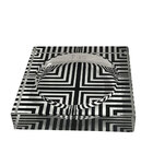 Cinzeiro De Vidro Preto E Branco 18cm Ah0586 Btc