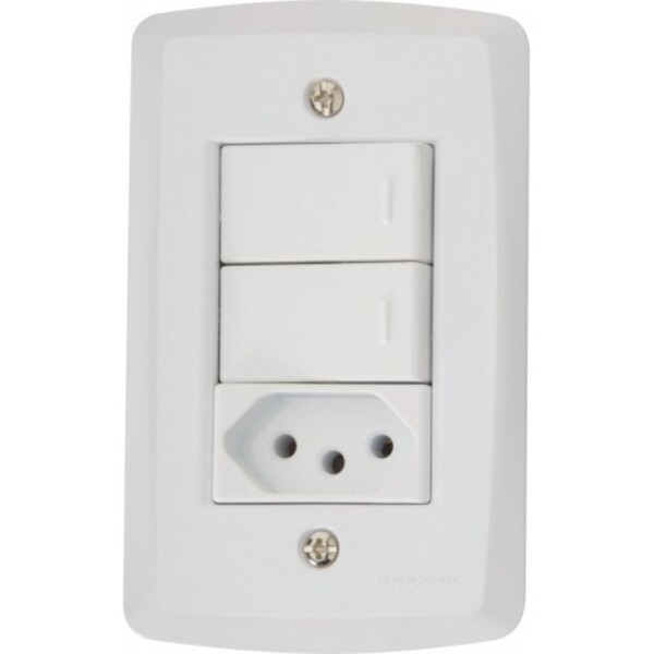 Cj 2 Interruptor Simples + 1 Tomada 20a 4x2 - Tramontina Lux2