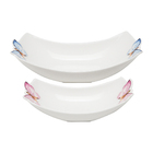 Cj 2 Travessas de Porcelana Branca Borboletas 18x8/24x11cm Wo