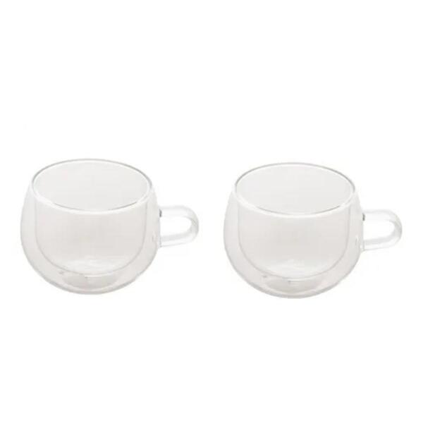 Cj 2 Xícaras P/ Café E Chá 240ml Borossilicato Parede Dupla -