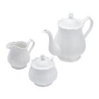 Cj 3pc P/ Chá De Porcelana Fancy Branco