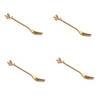 Cj 4 Garfos Aço Inox P/Aperitivo Leaves Dourado Bon Gourmet