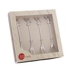 Cj 4 Garfos Aço Inox P/Aperitivo Leaves Prata Bon Gourmet