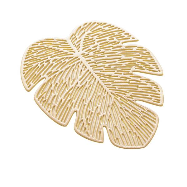 Cj 4 Porta-copos De Pvc Folha Dourado 13cm X 10cm