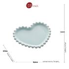 Cj 4 Pratos Porcelana Coração Beads Azul 12x10x1cm