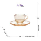 Cj 4 Xicaras Café Cristal  Com Pires Pearl Âmbar 80ml - Wolff