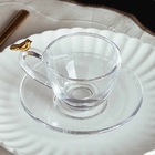 Cj 4 Xícaras P/chá C/pires De Vidro Golden Bird Transparente