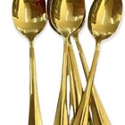 Cj 6 Colheres P/sobremesa De Aco Inox Positano Dourado 12cm