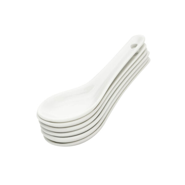 Cj 6 Colheres Porcelana Finger Food Branco 12x13x4,5cm Lyor