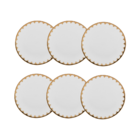 Cj 6 Pratos Fundos de Porcelana EGG Branco/Dourado 22cm Wolff