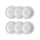 Cj 6 Pratos Fundos Durable Porcelain Em Alto Relevo Branco 21