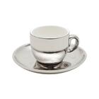 Cj 6 Xícaras De Porcelana P/café C/pires C/suporte Branco/pra