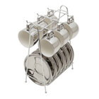 Cj 6 Xícaras De Porcelana P/café C/pires C/suporte Branco/pra