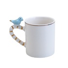 Cj 6 Xícaras P/Café C/Pires Quadrado Porcelana Birds Design P