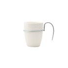 Cj 6 Xícaras P/café De Porcelana Branca C/alça De Metal 75ml