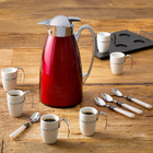 Cj 6 Xícaras P/café De Porcelana Branca C/alça De Metal 75ml