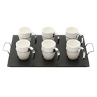 Cj 6 Xícaras P/café De Porcelana Branca C/alça De Metal 75ml