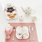 Cj 6 Xícaras P/Chá C/Pires de Porcelana Branca Borboletas 200