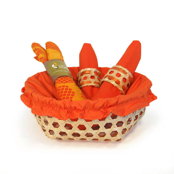 Cj. Cesta Palha, Jogo Americano e Guardanapo - Laranja