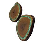 Cj C/ 2 Tábuas P/ Churrasco Canaleta Em Resina Epóxi 27x23cm