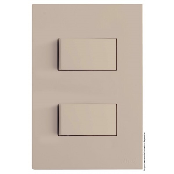Cj Interruptor Duplo Paralelo 4x2 - Recta Areia Satin Fosco -