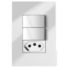 Cj Interruptor Simples Tomada 10a 4x2 Recta Cromo Prata Gloss Brg11249 6cbp Leroy Merlin